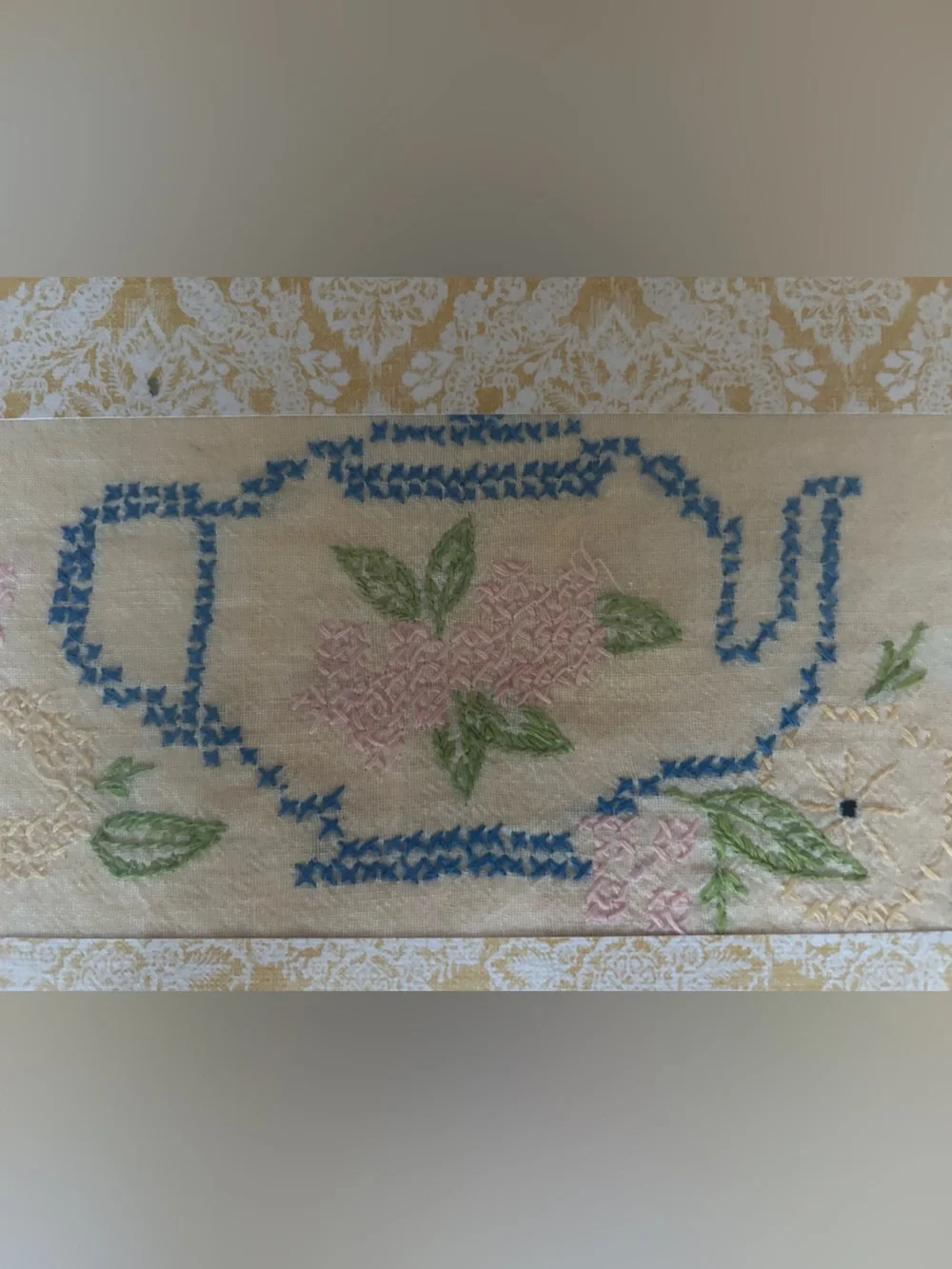 6 Vintage needlepoint framed kitchen prints